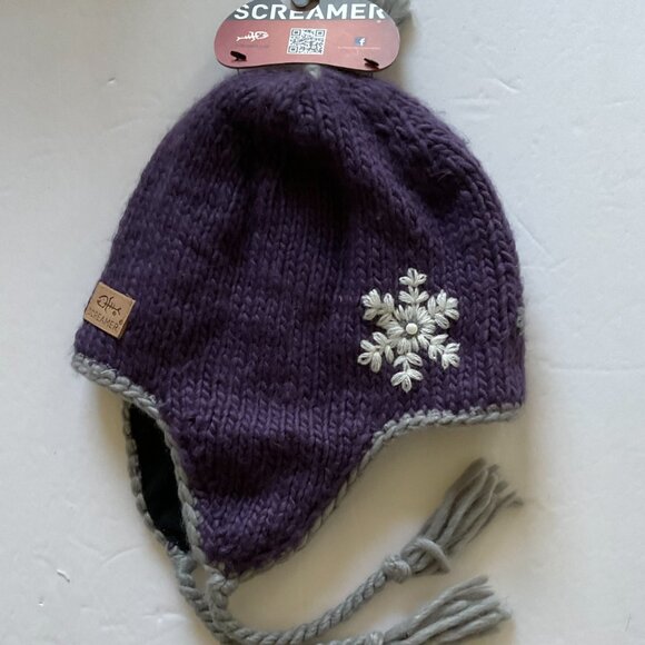 SCREAMER Women's Hand Knit "Vail" Hat with Ties NWT Size OSFM - Picture 7 of 7